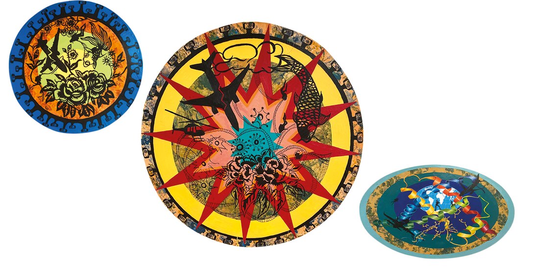 Pinturas que la artista visual creó durante el confinamiento.