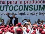 Andrés Manuel López Obrador, presidente de México encabezo la jornada de Producción para el autoconsumo que se llevo a cabo en el patio central de Palacio Nacional.