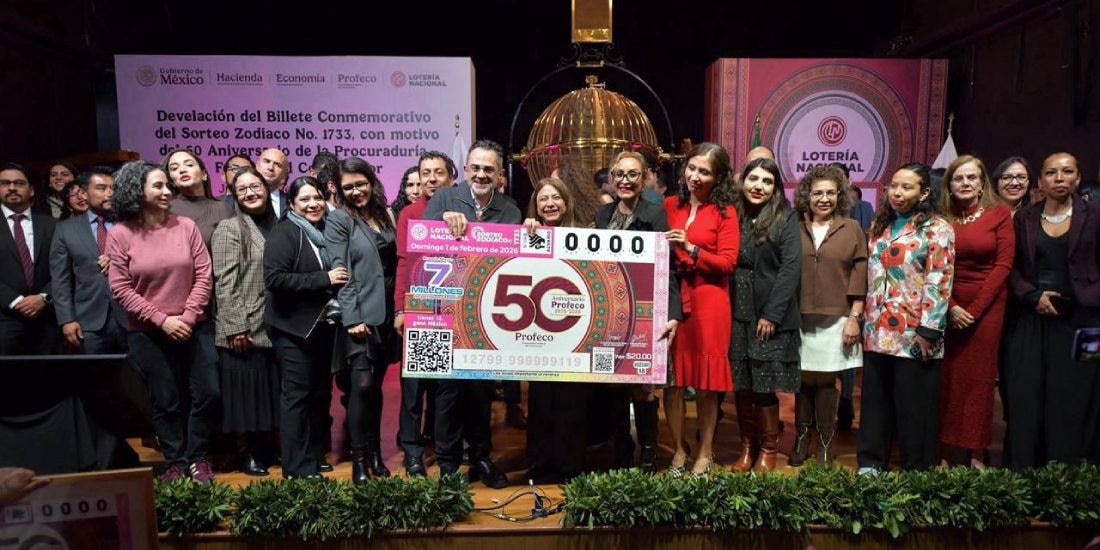 Con billete conmemorativo, Lotería Nacional destaca 5 décadas del trabajo de la Profeco.
