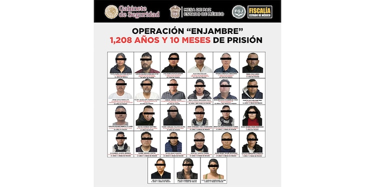 LAS PERSONAS detenidas tras los operativos en la entidad mexiquense