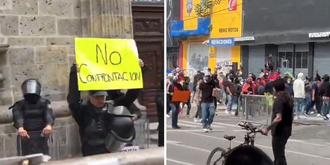 Entre tensión y reportes de ingreso del "bloque negro", marchan miles en Guadalajara por problema del agua.
