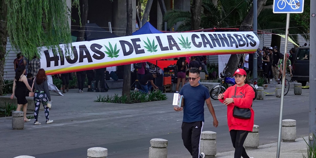 Aspecto de una concentración del colectivo canábico Las Hijas de la Cannabis.