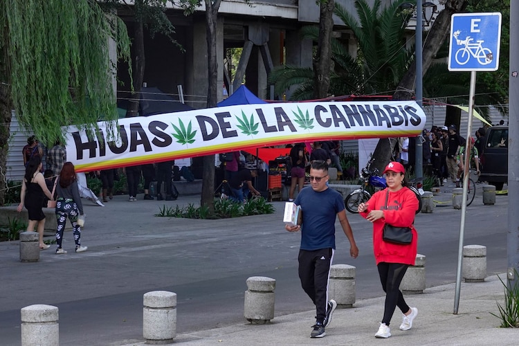 Aspecto de una concentración del colectivo canábico Las Hijas de la Cannabis.