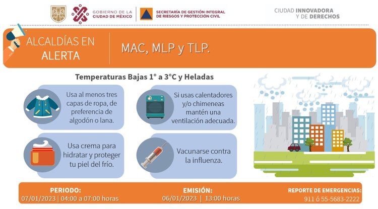 Alerta naranja por frío en CDMX.