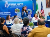 Al micrófono, la gobernadora Libia Dennise García Muñoz Ledo.