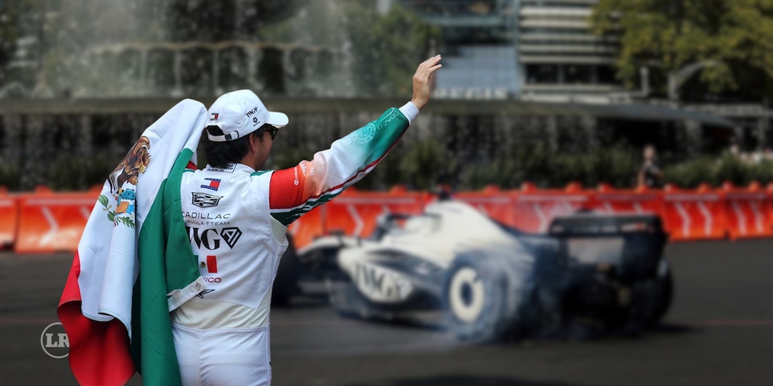 Checo Pérez en el podio de México.