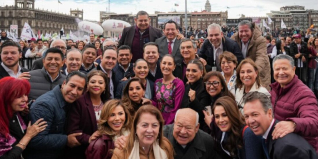 Mandatarios de la 4T y de la oposición, con la Presidenta Claudia Sheinbaum, el pasado 12 de enero, en la Ciudad de México.