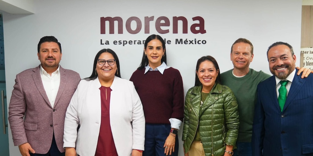Rosi Bayardo durante el encuentro con las dirigencias nacionales de Morena y del PVEM para consolidar la alianza en Colima.