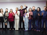 Integrantes del CEN morenista, encabezados por Ariadna Montiel, ayer