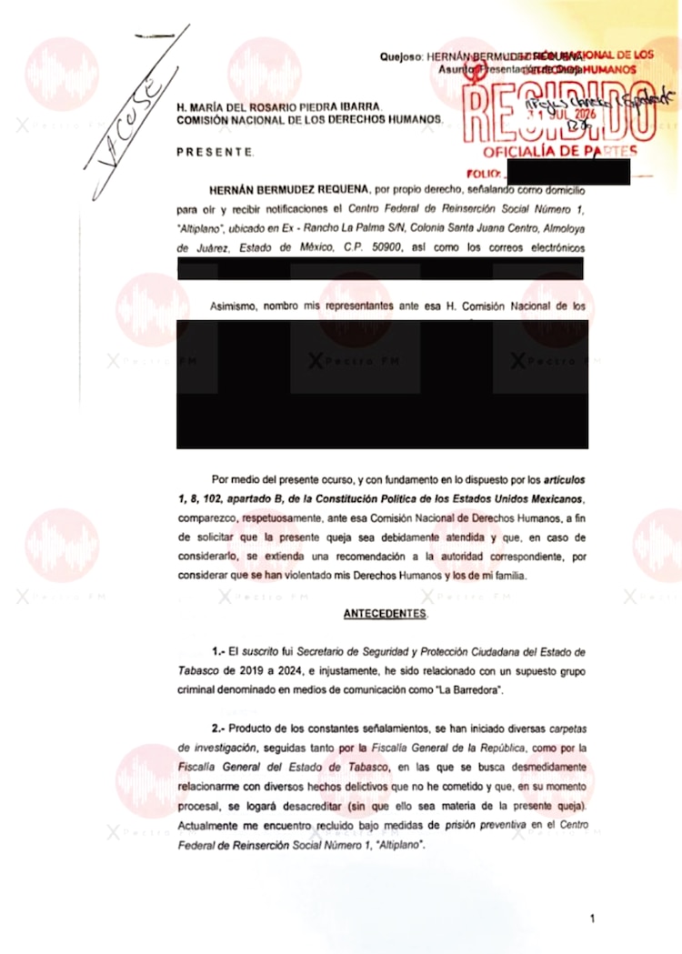 QUEJA del exfuncionario ante el organismo garante, expuesta en el sitio Xpectro FM.