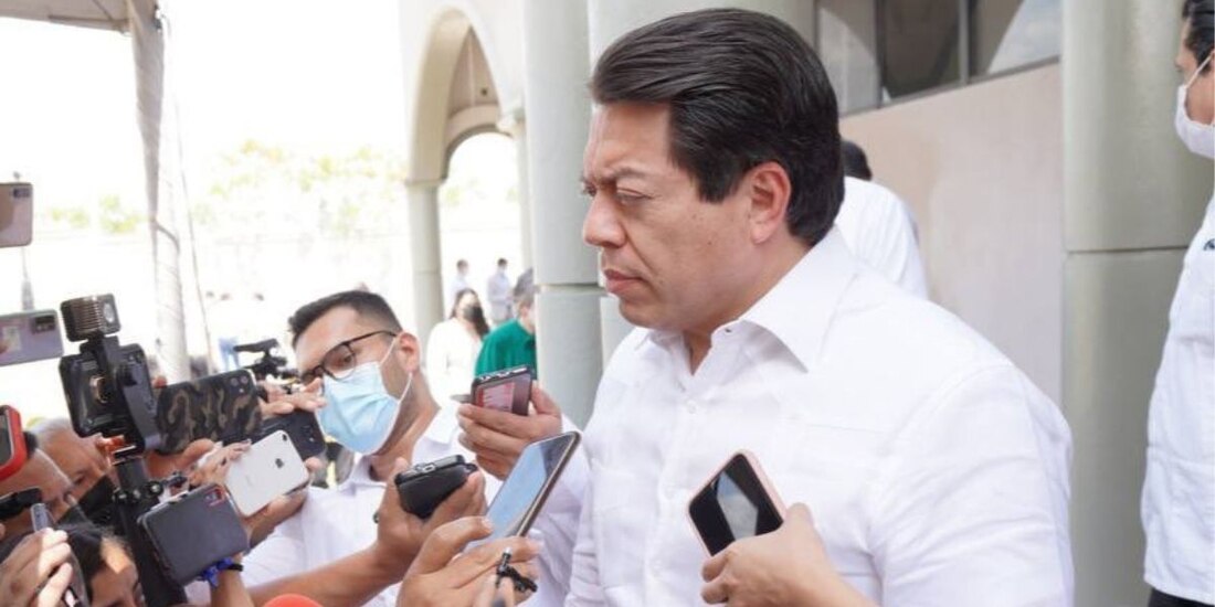 Mario Delgado, dirigente nacional de Morena, durante conferencia de prensa en Ciudad Victoria, Tamaulipas.