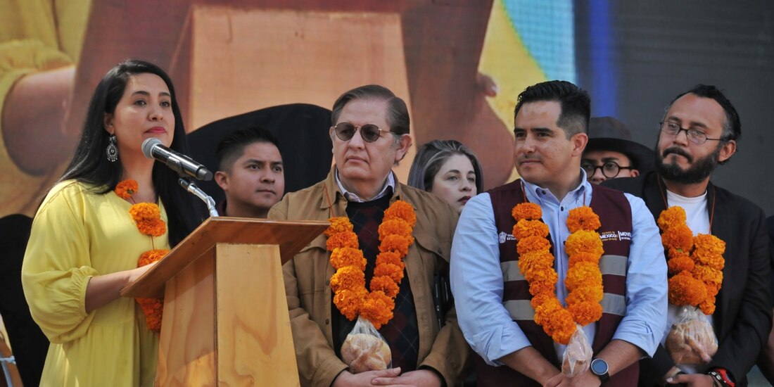 Nelly Minerva Carrasco Godínez, secretaria de Cultura del Edomex, durante la inauguración del 22º Festival de las Almas 2024.