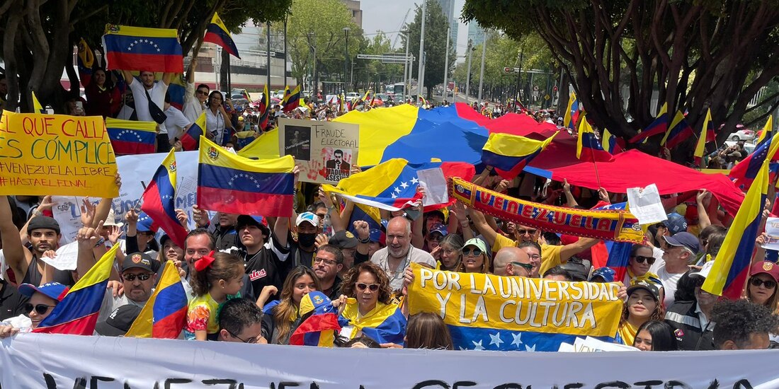 Así fue la manifestación de venezolanos en Ciudad de México.
