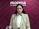 La lideresa nacional de Morena en conferencia de prensa este martes.