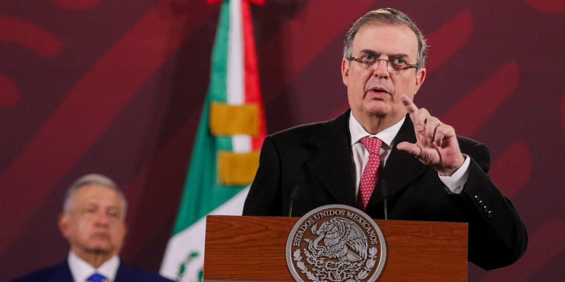 Marcelo Ebrard, secretario de Relaciones Exteriores, durante rueda de prensa matutina.