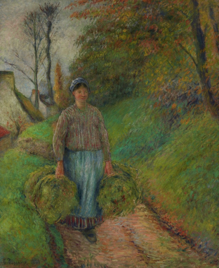 Campesina con dos pacas de heno (1883), de Camille Pissarro.