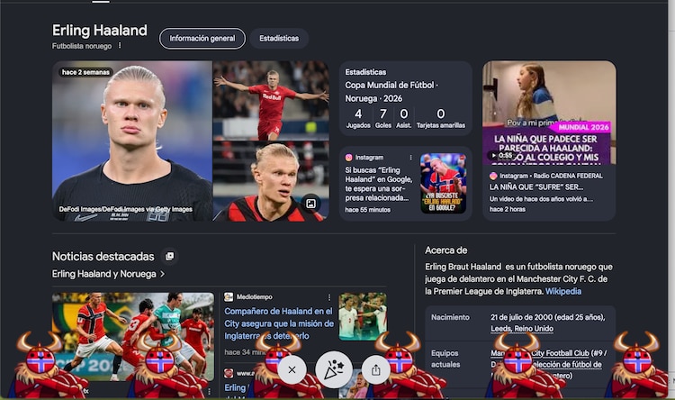 Haaland y su homenaje en Google