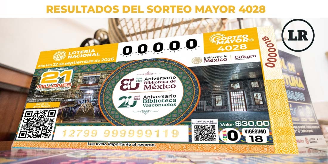 Resultados Sorteo Mayor 4028 del 8 de septiembre de 2026 de Lotería Nacional.