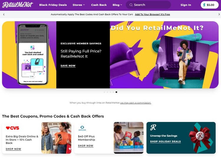 RetailMeNot es uno de los sitios para conseguir cupones.