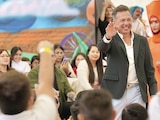 El mandatario estatal, Pablo Lemus, en un evento por el Día del Niño, ayer.