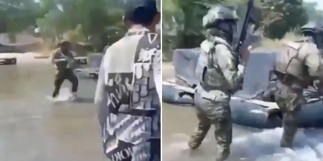 Elementos de la Semar confrontan a grupo de presuntos huachicoleros.