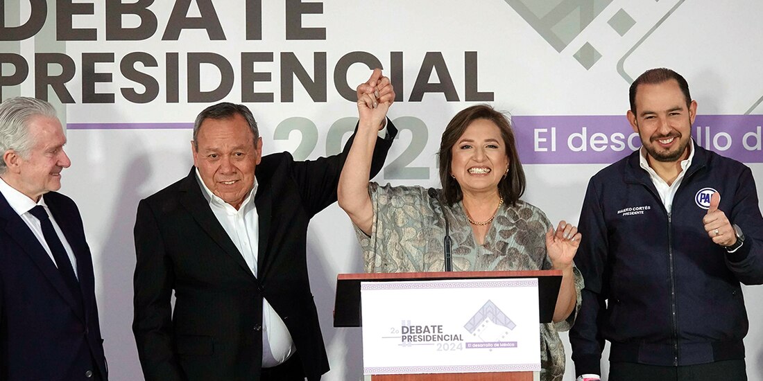 Xóchitl Gálvez, candidata presidencial por FCXM, ayer, antes del segundo debate.