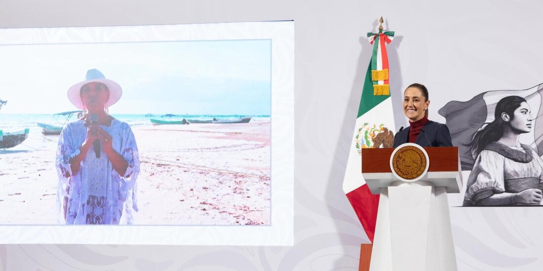 La Presidenta de México en enlace con la Gobernadora de QRoo.