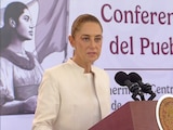 Claudia Sheinbaum, presidenta de México, en la Conferencia del Pueblo de este viernes.