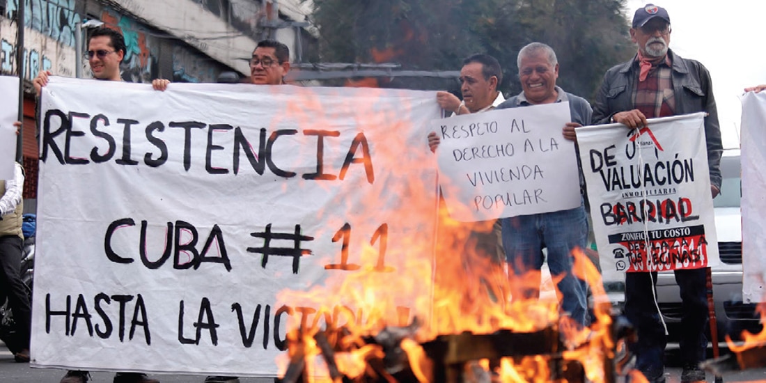 DESALOJADOS del predio de Cuba 11 protestan el 27 de agosto, a un año del caso.