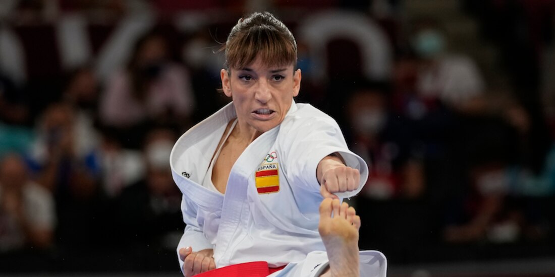 Sandra Sánchez en su exhibición, ayer.