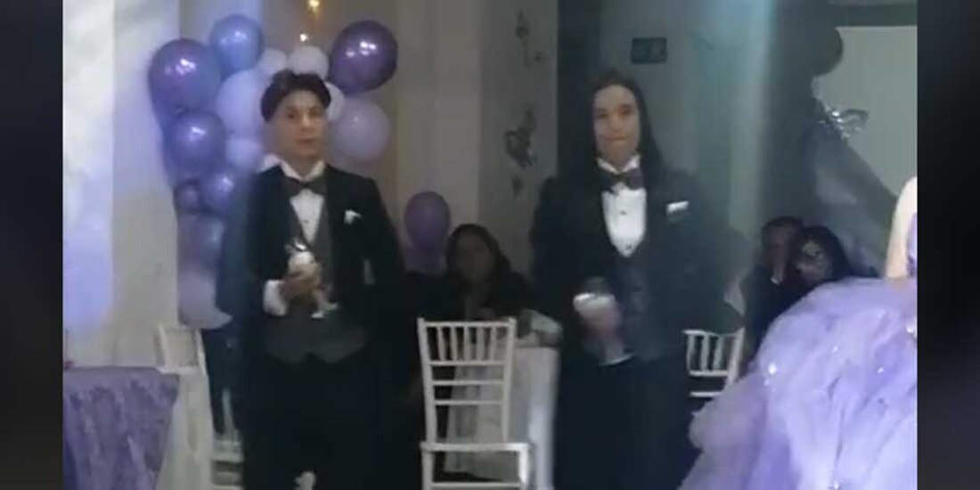 Madre se pone el frac para bailar con su hija quinceañera porque chambelanes quedaron mal a última hora