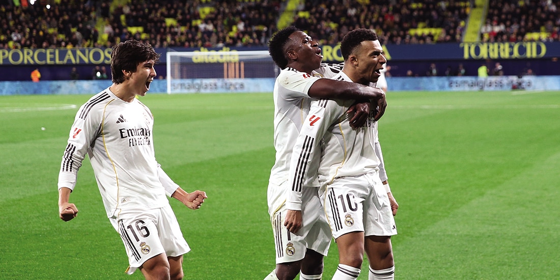 Mbappé festeja uno de los goles del Madrid el fin de semana pasado.