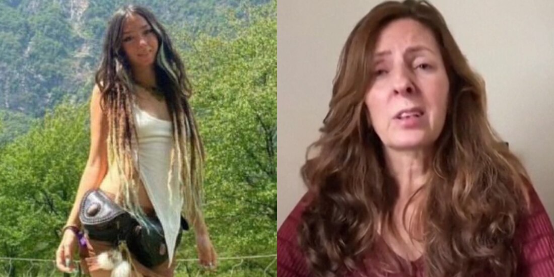 Shani Louk, víctima de Hamas (izq.), sigue viva, según informa su madre, Ricarda Louk (der.).