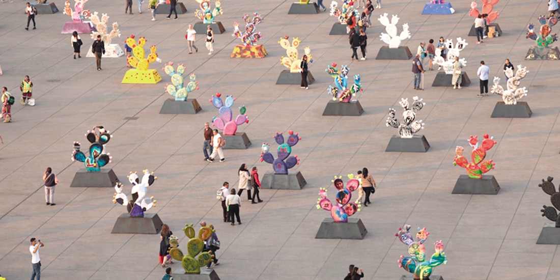 La muestra artística nopalera en el corazón se presenta del 9 de enero al 8 de febrero en el Zócalo de la CDMX.