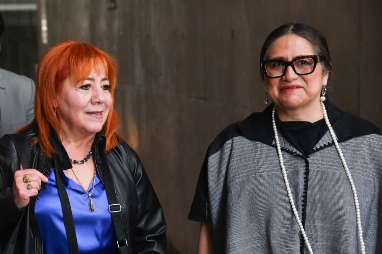 La titular de la CNDH, Rosario Piedra Ibarra (izq.), con Rosy Laura Castellanos, directora general del Centro Nacional de Derechos Humanos, el pasado 29 de febrero.