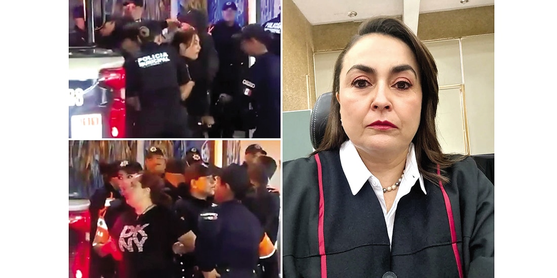 LA FUNCIONARIA del Poder Judicial, al momento de ser arrestada el domingo.