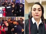 LA FUNCIONARIA del Poder Judicial, al momento de ser arrestada el domingo.
