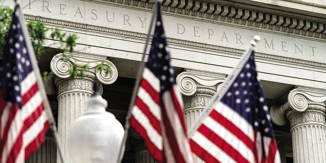Fachada del Departamento del Tesoro de Estados Unidos, en una fotografía ilustrativa.