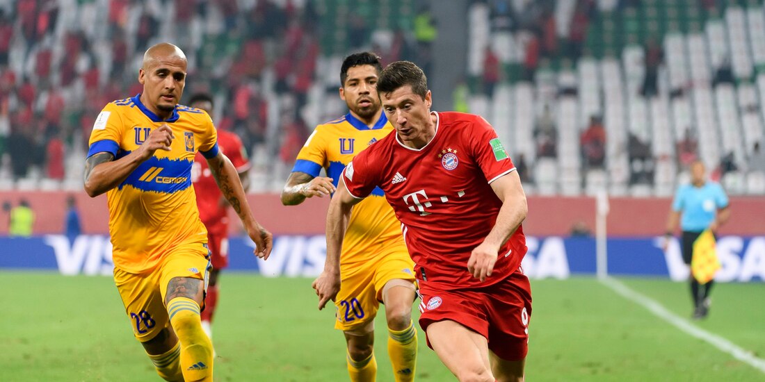 Una acción del duelo de la Final del Mundial de Clubes entre Tigres y Bayern Múnich