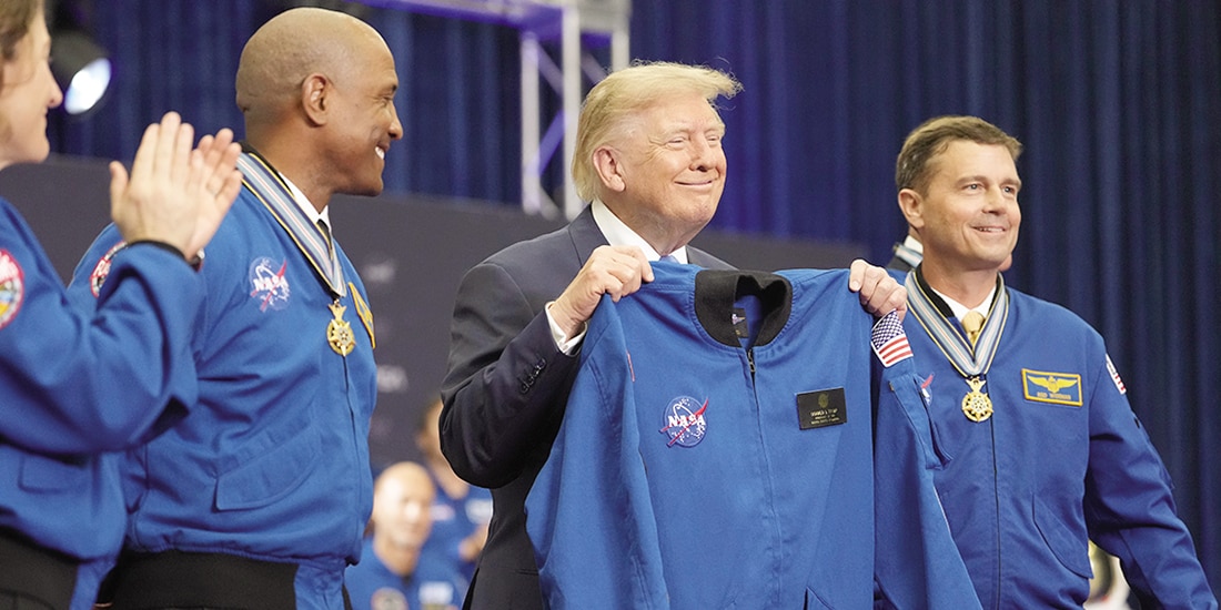 El presidente Donald Trump, ayer, en un acto en el Congreso de su país.