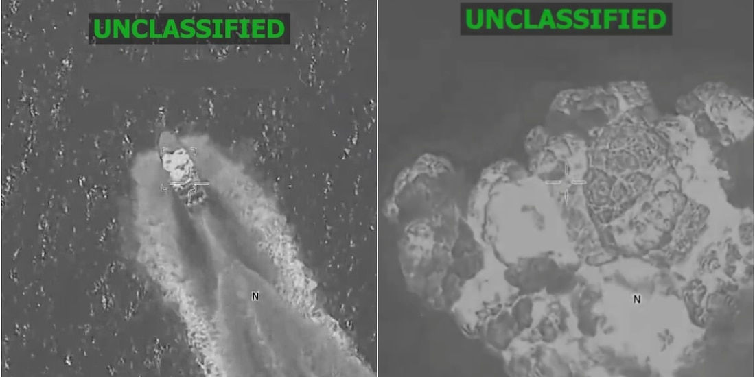 Una de las embarcaciones atacadas por Estados Unidos, este 15 de diciembre de 2025.