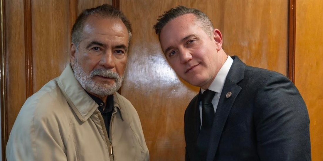 Adrián Rubalcava, director general del Metro, y el líder del Sindicato Nacional del STC, Fernando Espino Arévalo.