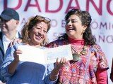 Clara Brugada, jefa de Gobierno de la CDMX, ayer, en el Zócalo capitalino.