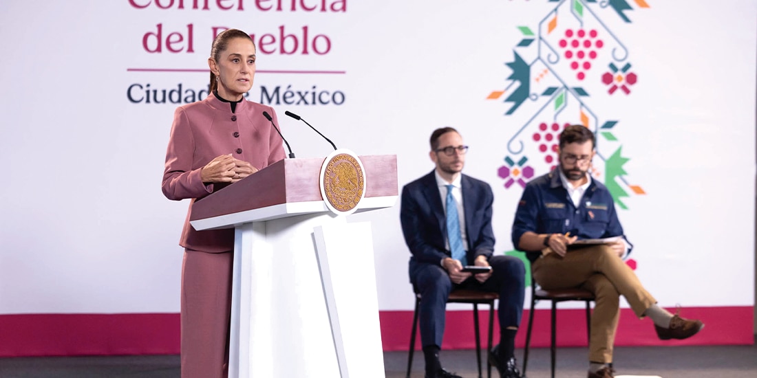 LA JEFA del Ejecutivo, ayer, durante su
conferencia en Palacio Nacional.