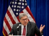 El secretario de justicia de EEUU William Barr en San Luis, Missouri, el 15 de octubre del 2020