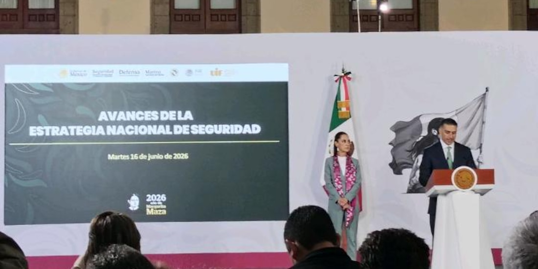 Omar García Harfuch, titular de la SSPC, esta mañana en Palacio Nacional.