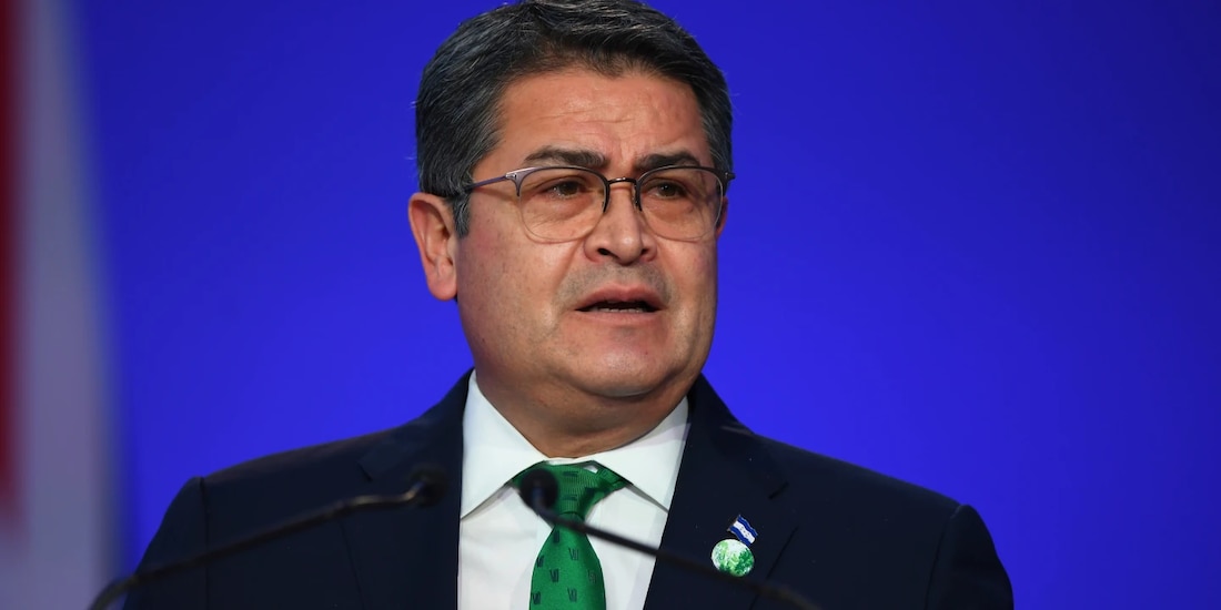 Juan Orlando Hernández, expresidente de Honduras sentenciado en 2024 a 45 años de prisión por narcotráfico.