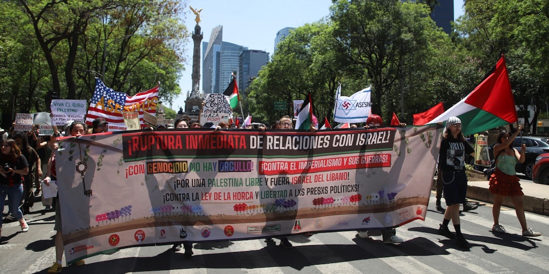 Manifestación por la causa palestina en la Ciudad de México.