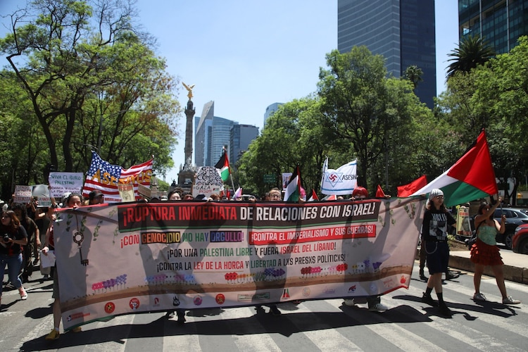 Manifestación por la causa palestina en la Ciudad de México.