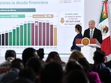 Víctor Rodríguez Padilla, director general de Pemex, durante su intervención en la conferencia matutina en la que se presentó el avance del "Plan de Fortalecimiento de Pemex"